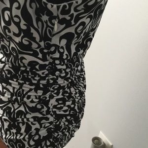 Black and White Polyester Dress w/ gathers @ waist